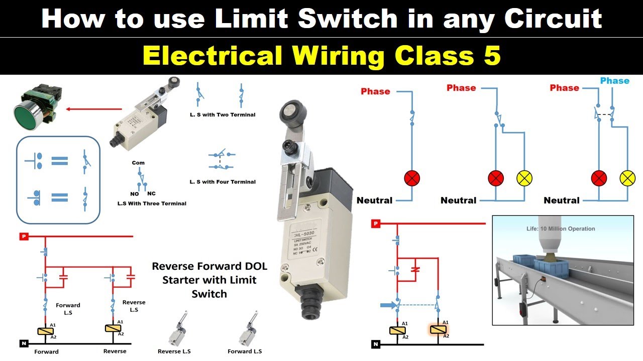 Limit Switch swinging. Any circuit. Motor forward Reverse connection by Universal changeover Switch in Hindi. Switch connection