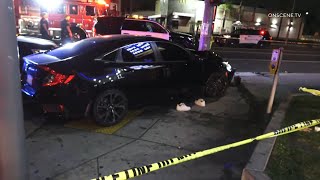 Suspect on the run after chase ends in Long Beach crash