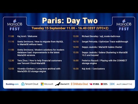 MariaDB Server Fest Live Stream - Paris Day Two