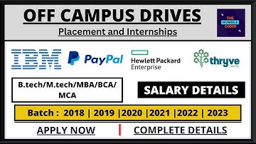IBM, PayPal, HP, Thryve Off Campus drive | Fresher Eligible | 2018-2023 | Apply Now
