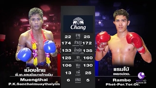 เมืองไทย พี.เค.แสนชัยมวยไทยยิม vs แรมโบ้ เพชร ปตอ. | Muay Thai | 2017.02.11 | Full HD