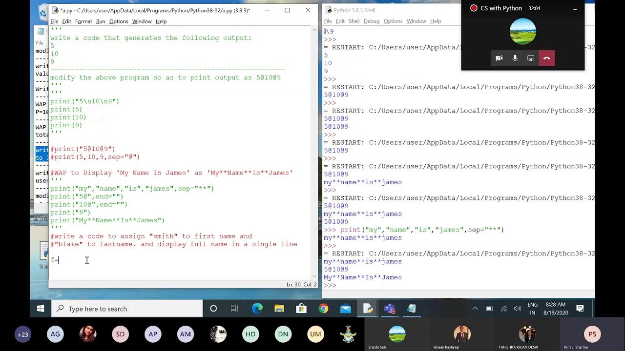 use of sep ,end parameters in print() in Python - YouTube