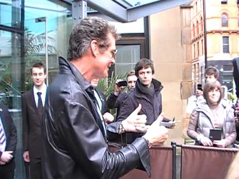 David Hasselhoff leaving his hotel for Britain's G...