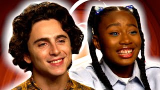 Video thumbnail of "'Tickety-boo?!': Timothée Chalamet's Worried Calah Lane's Seen Bones & All 😂 | Wonka"