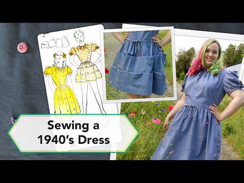 Sewing a 1940s Dress that Shortens with Buttons | Vintage sewing project + sew with me