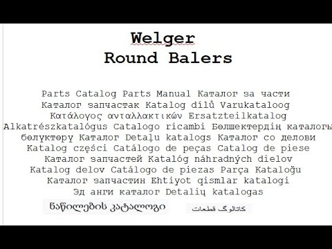 Welger RPC 445 Tornado Round Baler - Parts Catalog