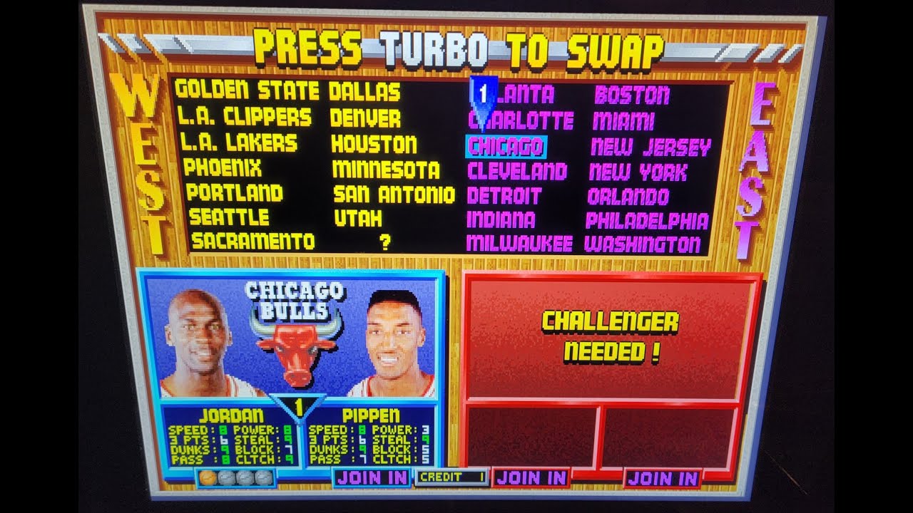 NBA JAM Rewind Hack (Jordan and Shaq) Running On Retropie Arcade 1UP