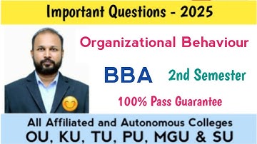 Organizational Behaviour Important Questions 2025 BBA II Semester 2nd Sem OB Imp Gunshot Damsure OU