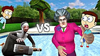 Evil Nun vs Scary Teacher 3D | Shiva and Kanzo Gameplay