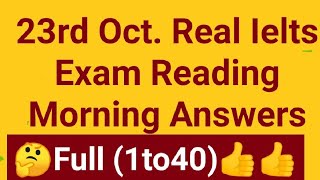 23 October IELTS Full Reading Answers (Morning) | academic | general | IDP & BC | ielts study hub