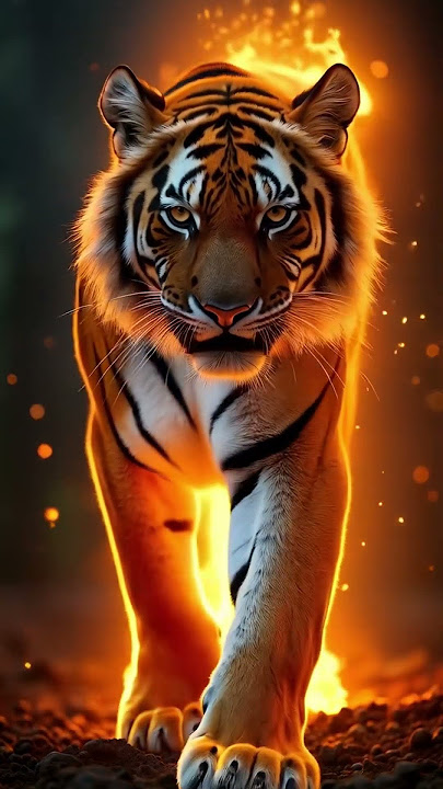 4K Live Wallpaper： Ember Tiger🔥🐾#livewallpaper #ai #aianimals #animals #midjourney #tiger