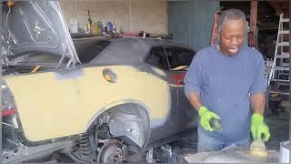 Applying Bondo to Quarter Panel