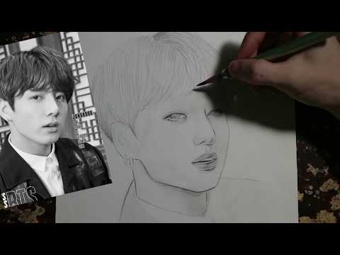 Drawing BTS: Fanart Cover Jungkook |Quá trình vẽ tranh chân ...