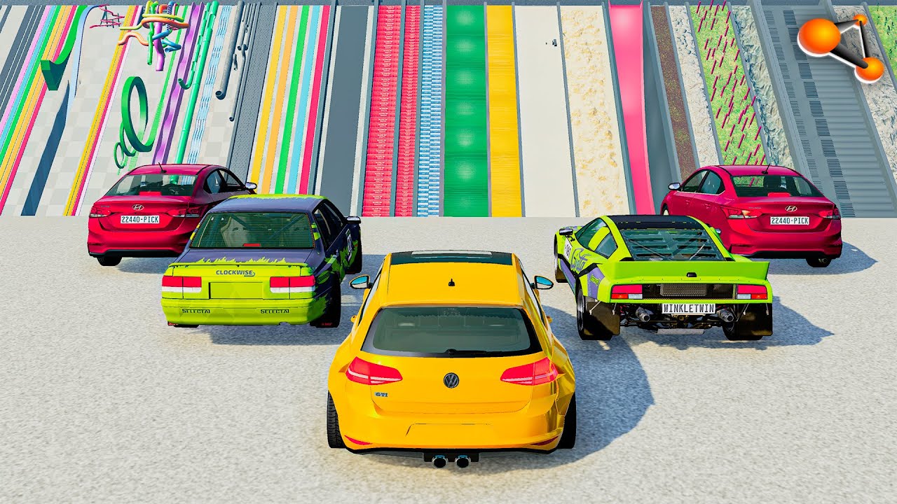 BeamNG drive - Descent With Obstacles For Vehicles Compilation