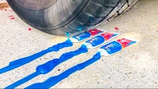 CAR TIRE VS SOFT AND CRUNCHY THINGS!  SATISFYING VIDEO screenshot 4