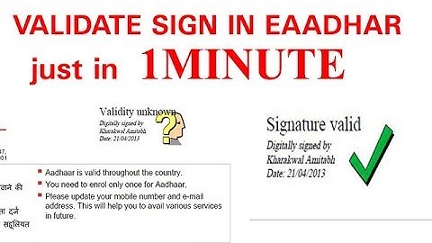 Validity Unknown in E-Aadhaar |HOW TO VALIDATE DIGITAL SIGNATURE IN AADHAR CARD |