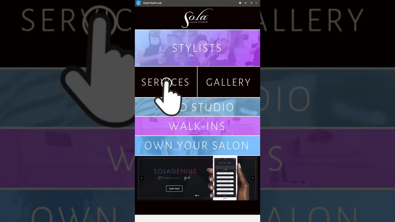 Lobby Directory Touch Screen Kiosk - Cloud Touch Screen Kiosks - Sola Salon Demo