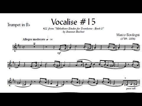 🎺🎺 [TRUMPET VOCALISE ETUDE] Marcos Bordogni Vocalise for Trumpet #15 (Demo Solo and play-along)