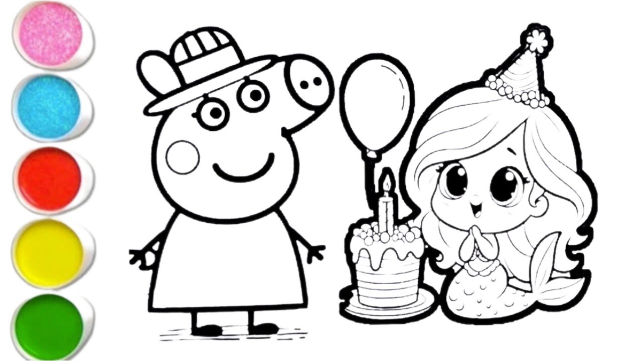 Drawing Princess Papi Peppa pig With Princess Drawing Painting & Colouring For kids ...