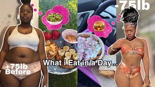 What i Eat in a day after losing 75 pounds *no surgery*