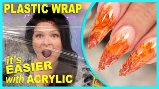 Create Amazingly EASY Fall Leaves with Plastic Wrap & Acrylic🍁