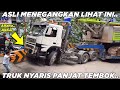 Asli Menegangkan Melihat Ini, Drama Truk Volvo Muatan Babon Nyaris Panjat Tembok di Sitinjau Lauik