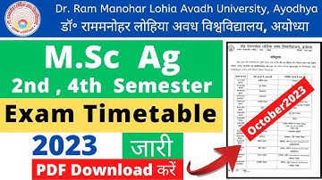Rmlau M.sc Ag 2nd 4th semester exam time table 2023 | Released | rmlau M.sc ag exam date 2023 |rmlau