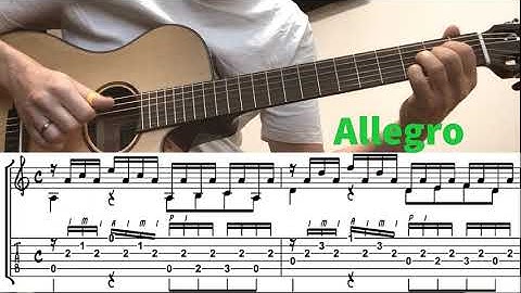 Beginner guitar: Allegro || Mauro Giuliani (Sheet music dowload link in description)