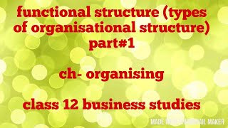 Functional structure (types of organisational structure) class 12 (part#2)