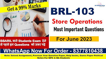 BRL-103 Store Operations |Most Important Questions For June 2023| Previous Year Questions