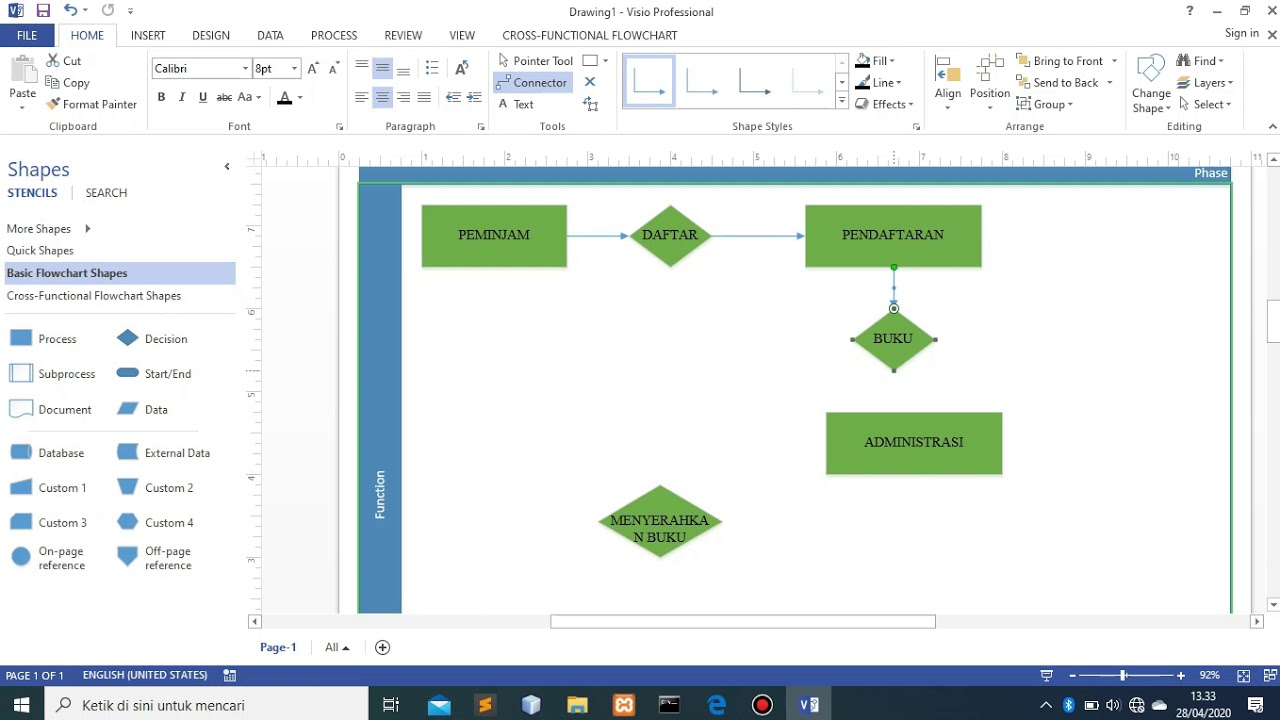  Cara  membuat  ERD PERPUSTAKAAN  Menggunakan Aplikasi  Visio 