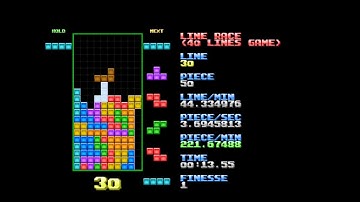 [Nullpomino] Tetris 40l Sprint: 29.25s