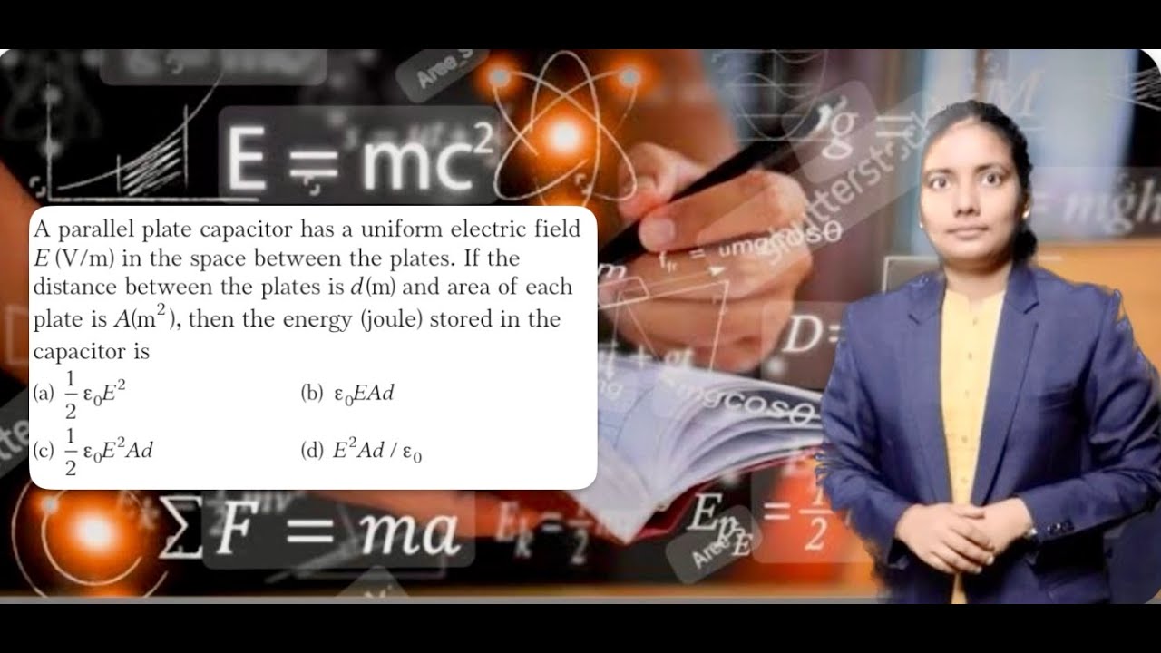 A parallel plate capacitor has a uniform electric field E in the space ...