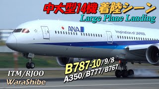 伊丹空港 B78710と中大型機14連続着陸シーン | 4K Landing Touchdown in Osaka ITAMI Airport Plane Spotting