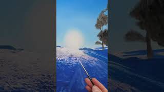 Painting a Photo-Realistic Snowy Landscape #satisfying #art #artlessons
