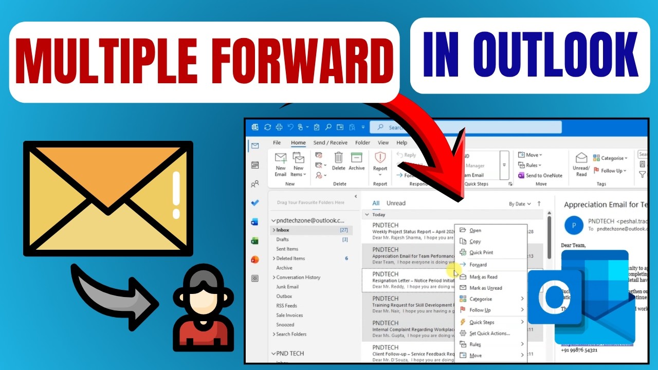 How To Forward Multiple Emails At Once In Outlook - YouTube