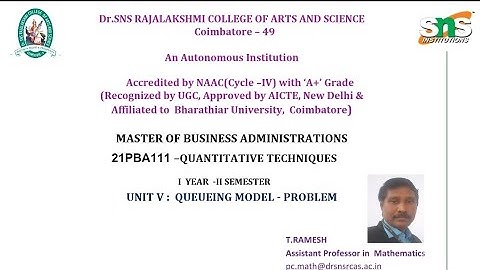 Queueing  Model |Quantitative Techniques| SNS Institutions