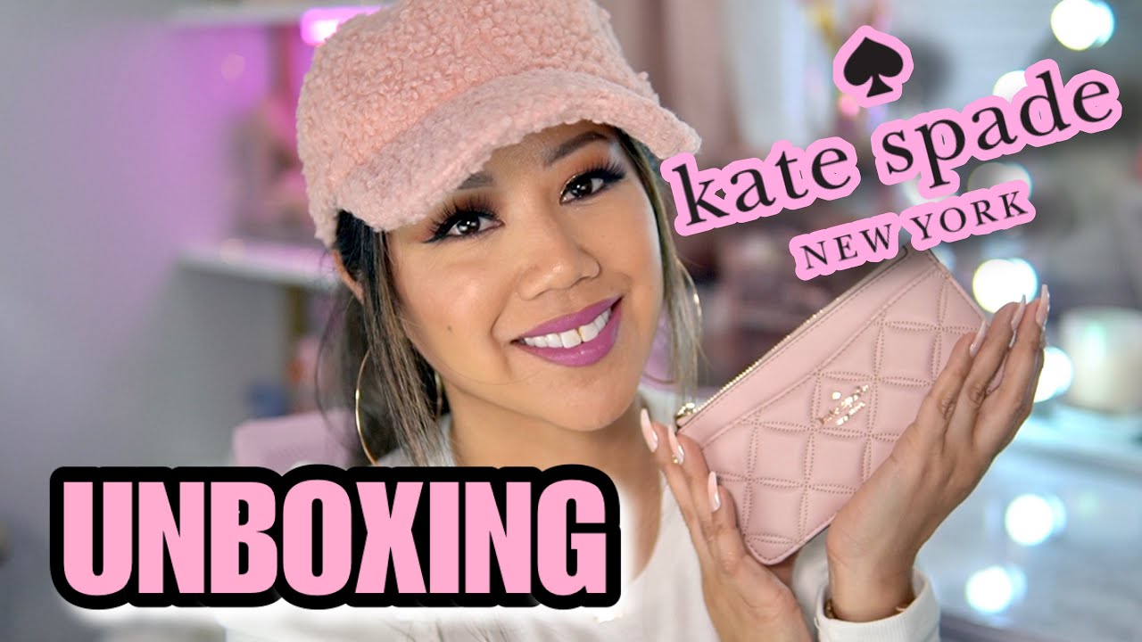 PINK KATE SPADE WALLET UNBOXING - KATE SPADE WALLET UNBOXING (ROSE SMOKE) - PINK  KATE SPADE WALLET - YouTube