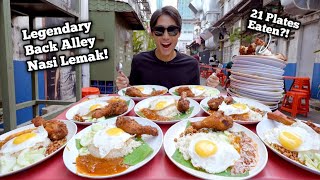 LEGENDARY BACK ALLEY NASI LEMAK EATING CHALLENGE! | 21 PLATES EATEN SOLO?! | Nasi Lemak Bumbung KL!