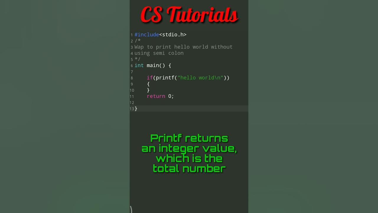 Print without using semi colon | C programming #shorts #CSTutorials ...