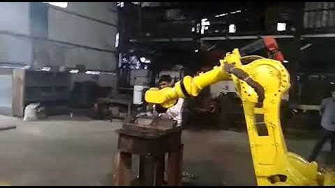 Mahajan Automation drilling by refurbished Fanuc S-430iW