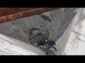 Barge unloading ore and river sand - relaxing video