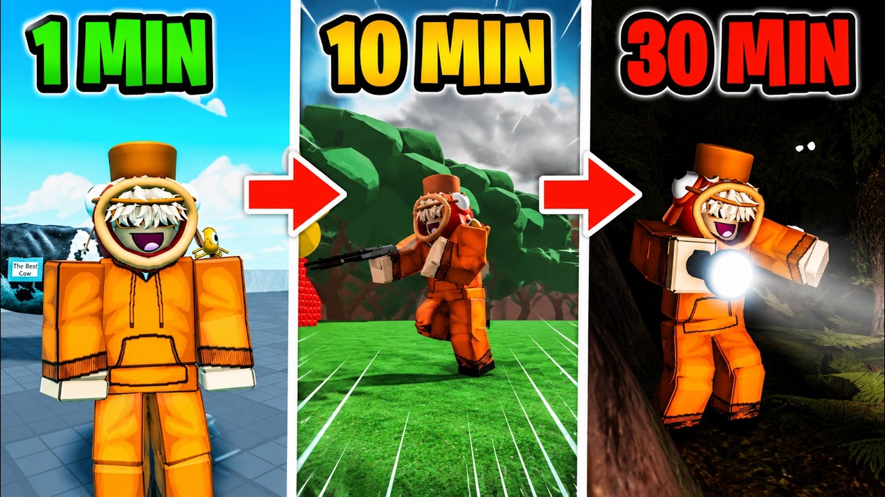 1 minute vs 10 minutes vs 30 Minutes Game Creation challenge in Roblox ...