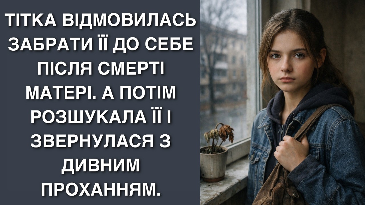 Тітка відмовилась забрати її до себе після смерті матері. А потім розшукала її і звернулася з дивним