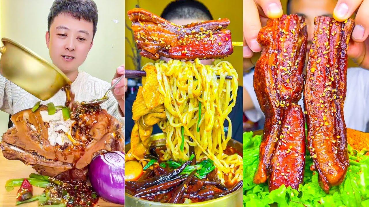 Taktak f&b Eat lamb head with spicy sauce, laba garlic, and crispy