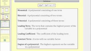 Polynomials And Polynomial Terminology L3.1