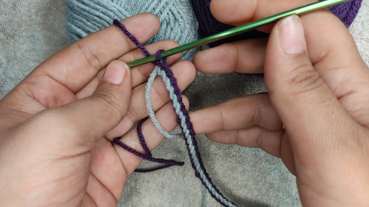 Πλεκτό δίχρωμο κορδόνι - Εύκολο πλεκτο κορδόνι