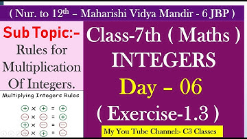 Multiplication of Intergers | Class 7th Maths | Exercise-1.3 | Day -6 |  By Shivendra Sir |