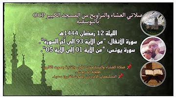 صلاتي العشاء والتراويح من مسجد OCP، للقارئ طلحة الدريوش والقارئ سعيد/ ليلة 12 رمضان 1444ه‍🌙✨.
