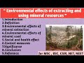 Environmental effects of extracting and using mineral resources | Effect | Control measures